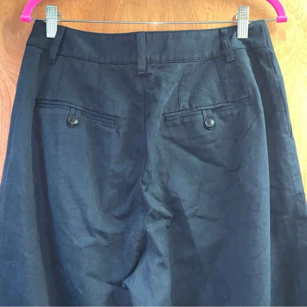 Madewell Harlow Wide Leg Trouser Pants Drapey Twill Black Pleated Cotton Linen 8 - Picture 6 of 9